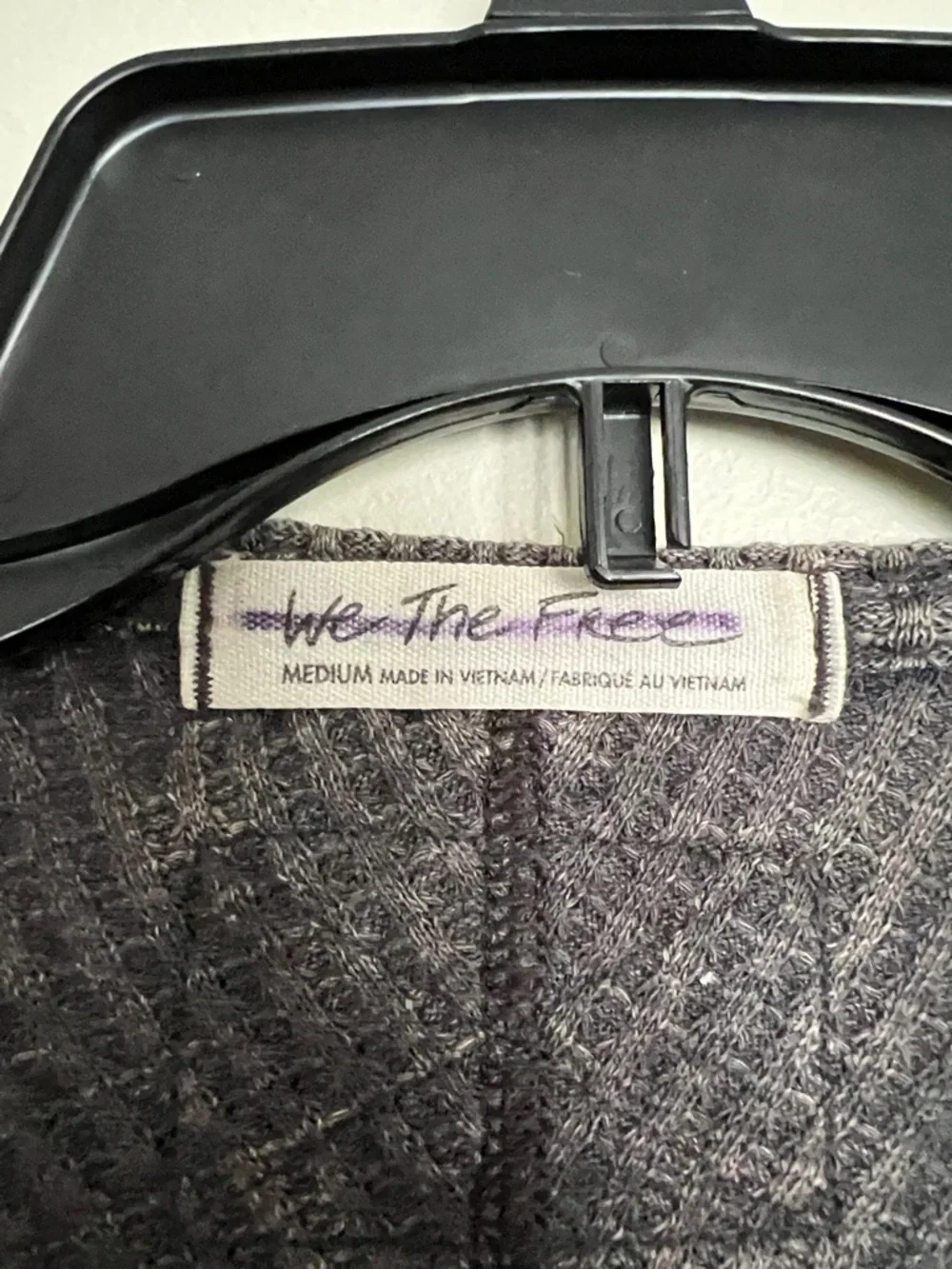 We The Free Washed Gray V-Neck Waffle Knit Pullover - Picture 2 of 7